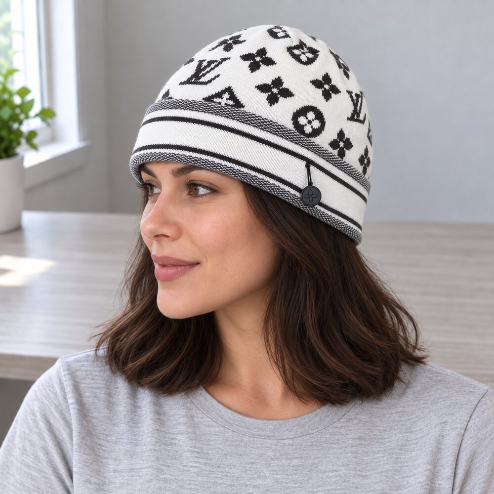 Louis Vuitton White Monogram Beanie - Picture 3 of 6